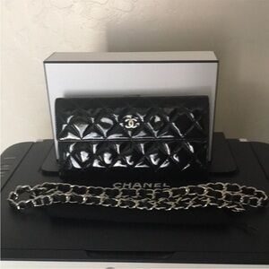 Chanel Black CC patent leather wallet